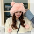 thumbnail image 2 of TOOYOU Women Winter Hat Crochet Ear Cover Plush Wide Brim With Fur Ball Pompom Knit Hats Warm Cold Beanie Hats, 2 of 7