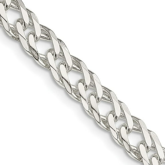 925 Sterling Silver Lobster Claw Closure 6.25mm Double 6 Side Sparkle Cut Flat Link Chain Necklace 20 Inch - Chain Neckl