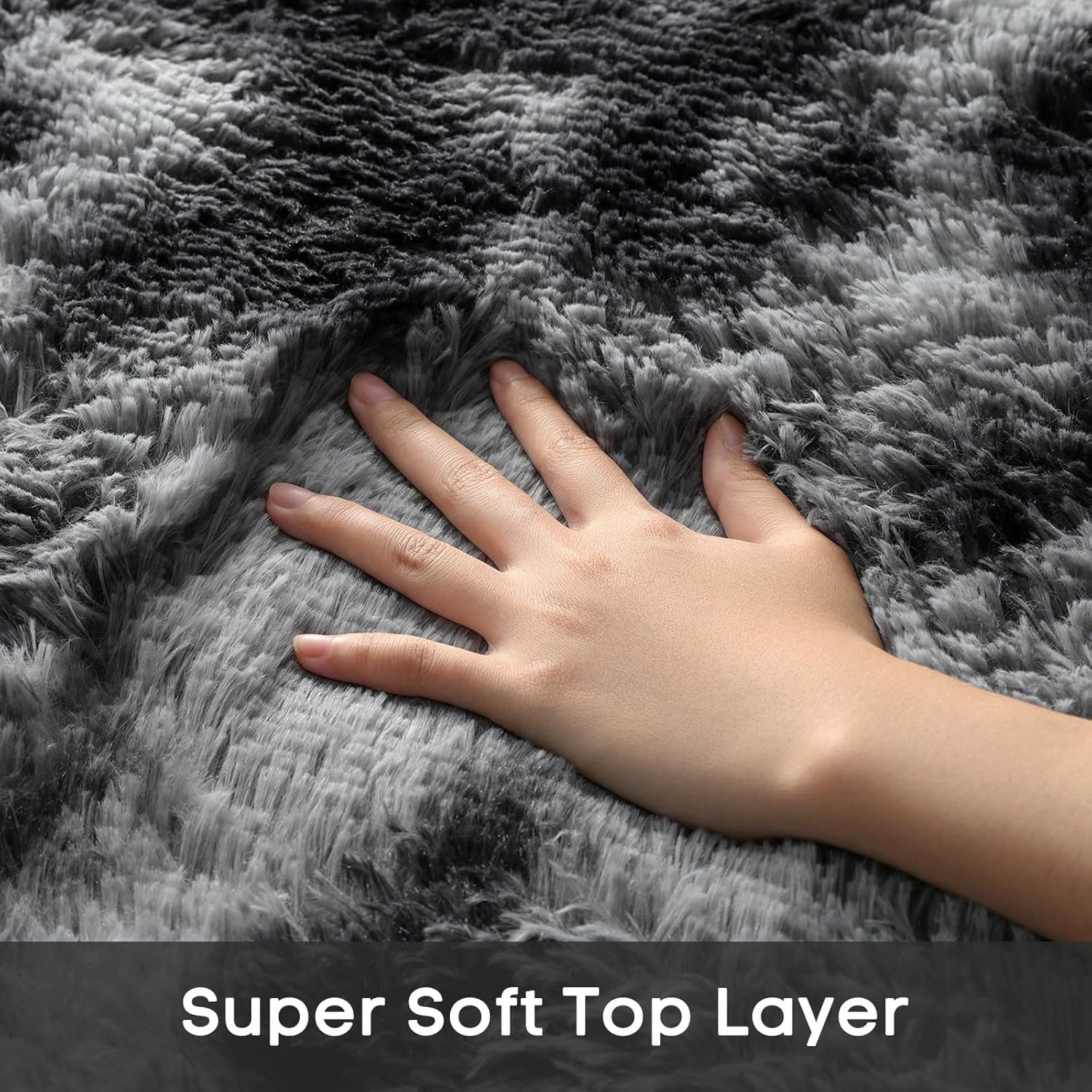 Shag Area Rug, Soft Fluffy Area Rugs for Living Room Bedroom Decor Carpet, Light Gray