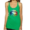 thumbnail image 1 of Wild Bobby, Colorful Neon Rainbow Biting Lips, Pop Culture, Women Tri-Blend Racerback Tank Top, Envy, Small, 1 of 3