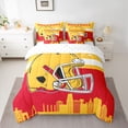thumbnail image 2 of jejeloiu Rugby Sport City 7-Piece Twin Bedding Sets,Red Yellow Bedding Comforter Set For Boys Kids Reversible, 2 of 8