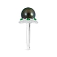 thumbnail image 3 of ANGARA Tahitian Cultured Pearl Floral Ring with Emeralds in 14K White Gold for Women | June Birthstone, Birthday, Anniversary, Jewelry Gift for Women | Pearl Ring, 3 of 8