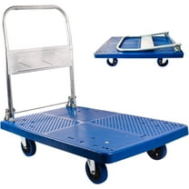 660LBS Foldable Heavy Duty Moving Hand Push Cart Dolly Flatbed Platform Truck with Wheels for Loading Storage Home Warehouse Garage Logistics Express