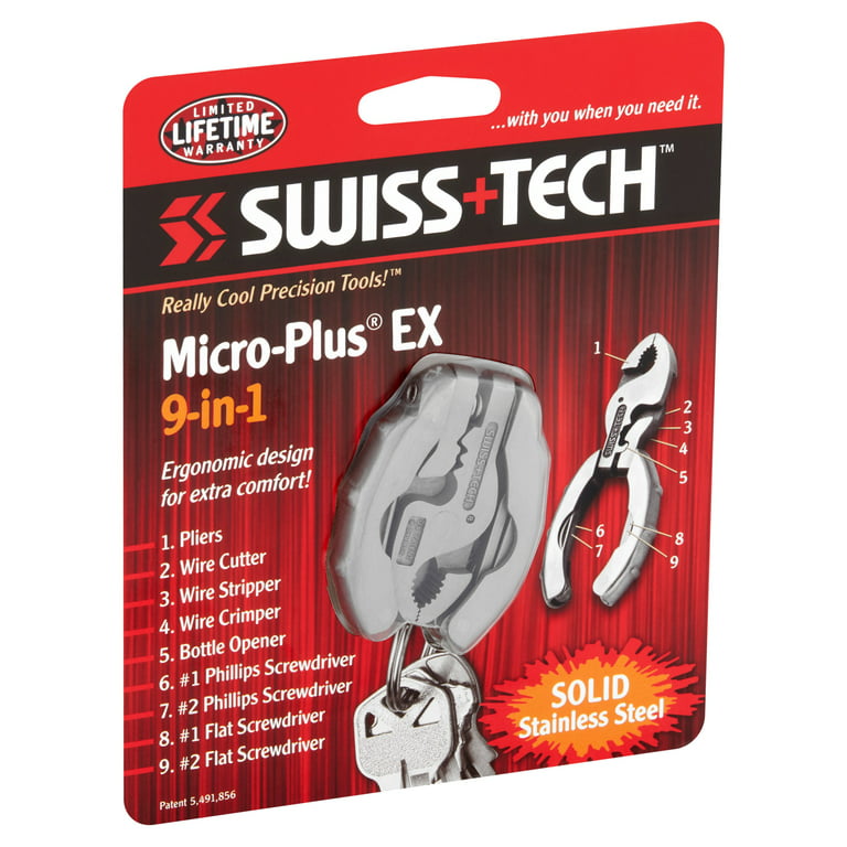 SWISS+TECH ST10629 4-in-1 Stainless Steel Personal Care Multi-Tool with  Nail Clippers, File (Single Pack)