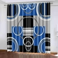 thumbnail image 2 of Blue Gray Geometric Blackout Curtains for Bedroom, White Gray Modern Abstract Plaid Circle Room Darkening Curtain Thermal Insulated Window Drapes for Living Room 53"W x 108"L (Pack of 2), 2 of 6