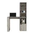 thumbnail image 2 of DUOSONG Computer Desk With Single Door Cabinet And 4-Tier Shelf Bicknell, Light Gray Finish Light Gray Particle Board Furniture Office Desks & Work Surfaces, 2 of 7