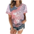 thumbnail image 2 of Blusa de Manga Corta Con Cuello Redondo Y Estampado de Corbata Suelta Informal Para Mujer Odeerbi  ODB181046, 2 of 6