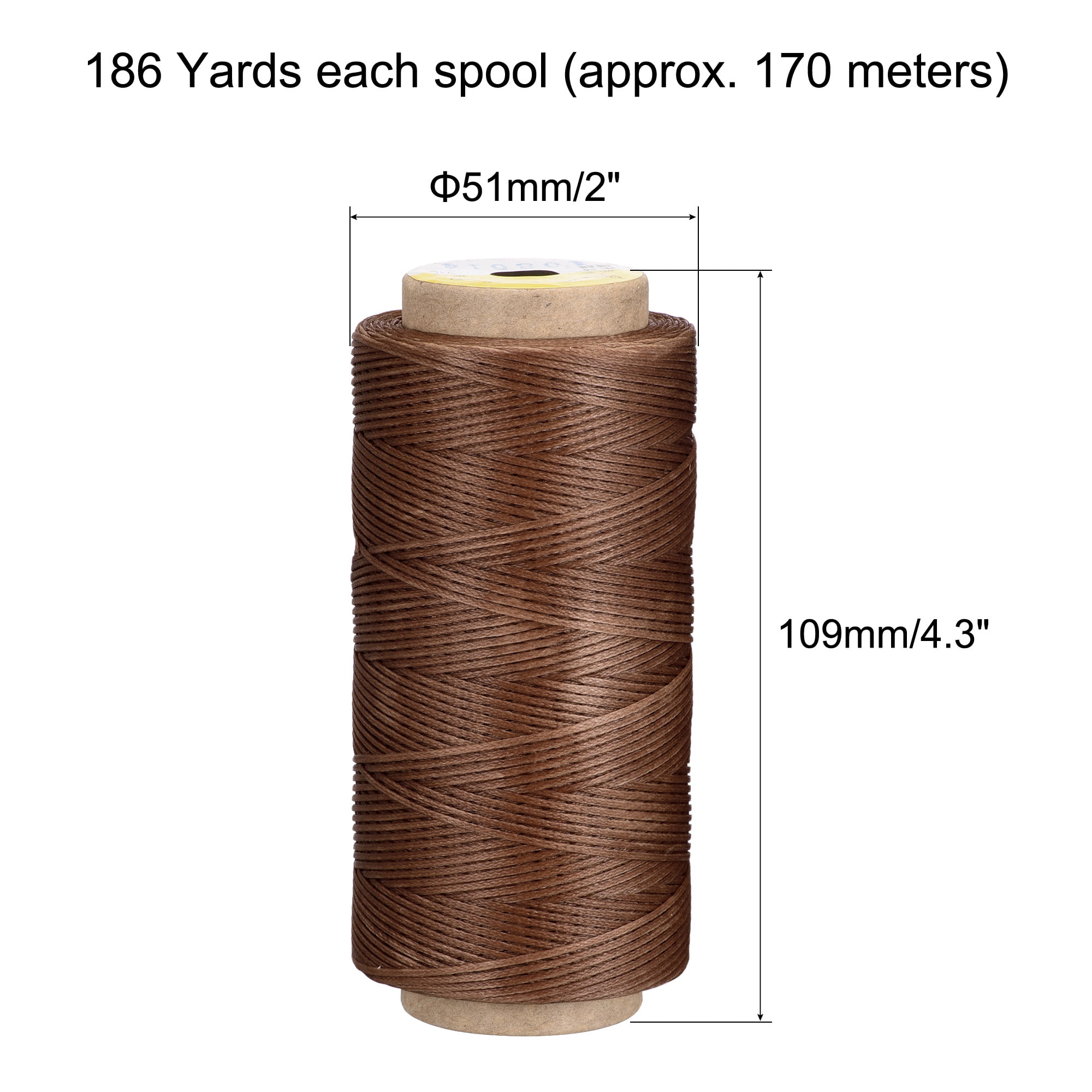 Uxcell 186 Yards 210D/1mm Leather Sewing Thread Polyester Waxed Cord, Pale  Brown 