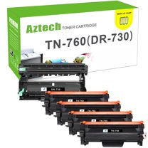 AAZTECH 5-Pack Compatible Toner Cartridge TN-760 & Drum Unit DR-730 for Brother HL-L2395DW MFC-L2750DW MFC-L2710DW HL-L2390DW HL-L2350DW Printer (4*Black Toner Cartridge,1*Drum)