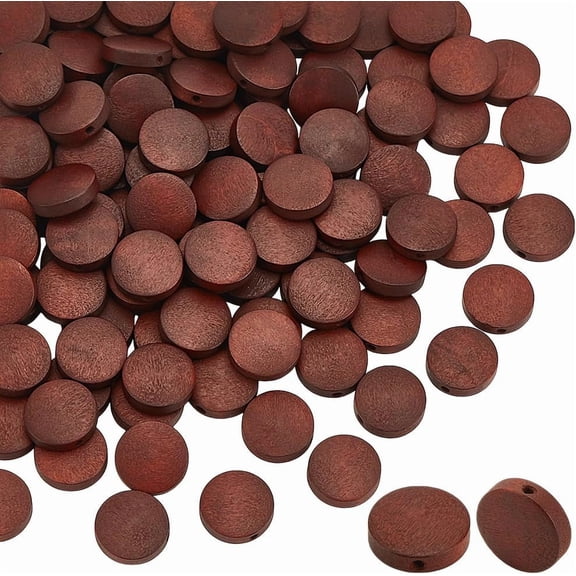 120 Pcs Flat Round Wooden Beads 15mm Wooden Discs Beads Natural Wooden Coin Spacer Beads with Hole 1.8mm Blank Wood Charm Pendants for Christmas Decoration Craft Jewelry Making Brown Brown DIY