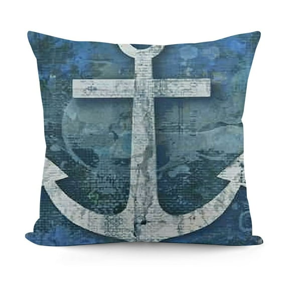Coastal Throw Pillow Covers  Ocean Anchors Theme Nautical Outdoor Navy Blue Cushion Pillow Cases for Patio Couch Sofa Beach Car Home Decoration Throw Pillow