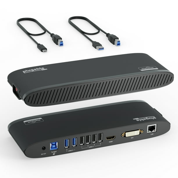 Plugable USB 3.0 Universal Laptop Docking Station for Windows and Mac