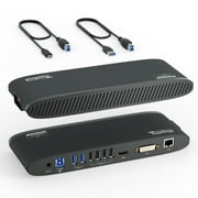 Plugable USB 3.0UniversalLaptop Docking Station for Windows and Mac (Dual Monitor: HDMI and DVI/HDMI/VGA, Gigabit Ethernet, Audio, 6 USB Ports) - Horizontal