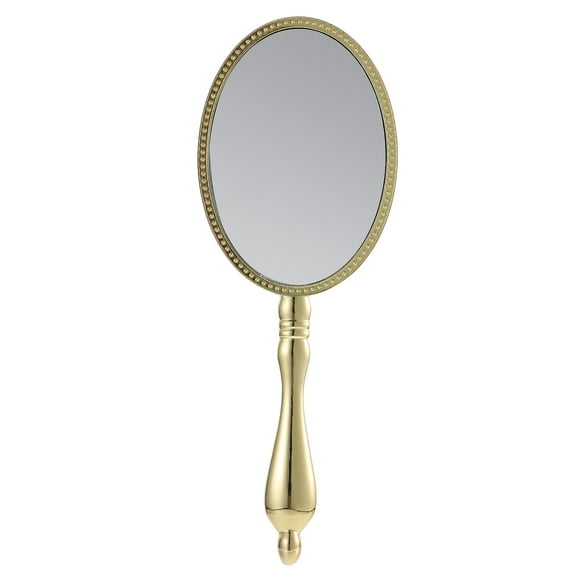 KALLORY Antique Hand Mirror Handheld Mirror Golden Zinc Alloy 1Pcs Ergonomic Handle