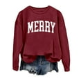 thumbnail image 4 of Women Merry Christmas Sweatshirts Xmas Letter Print Crewneck Tunic Tops Long Sleeve Holiday Party Pullover, 4 of 4