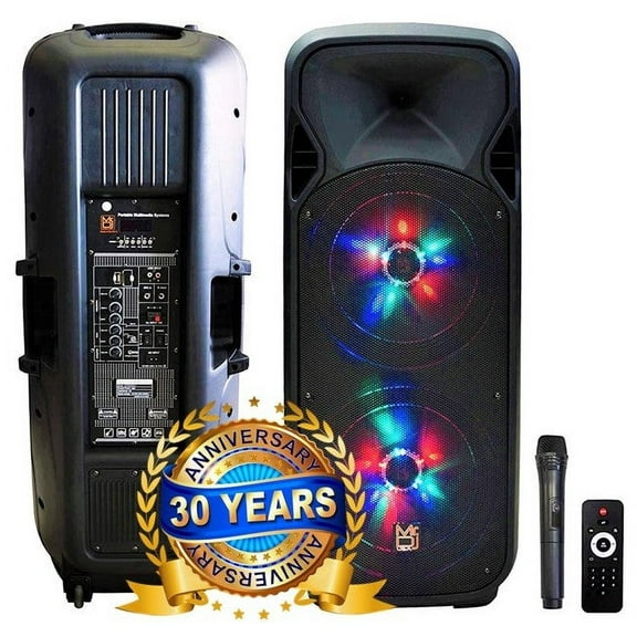 MR DJ LETS-PARTY Dual 12" Battery Powered Bluetooth Speaker Microphone Party Speaker