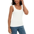 thumbnail image 4 of ATHLECHIC Women's Fitted Tank Top Ribbed Knit Scoop Neck Slim Fit Casual Top L White, 4 of 5