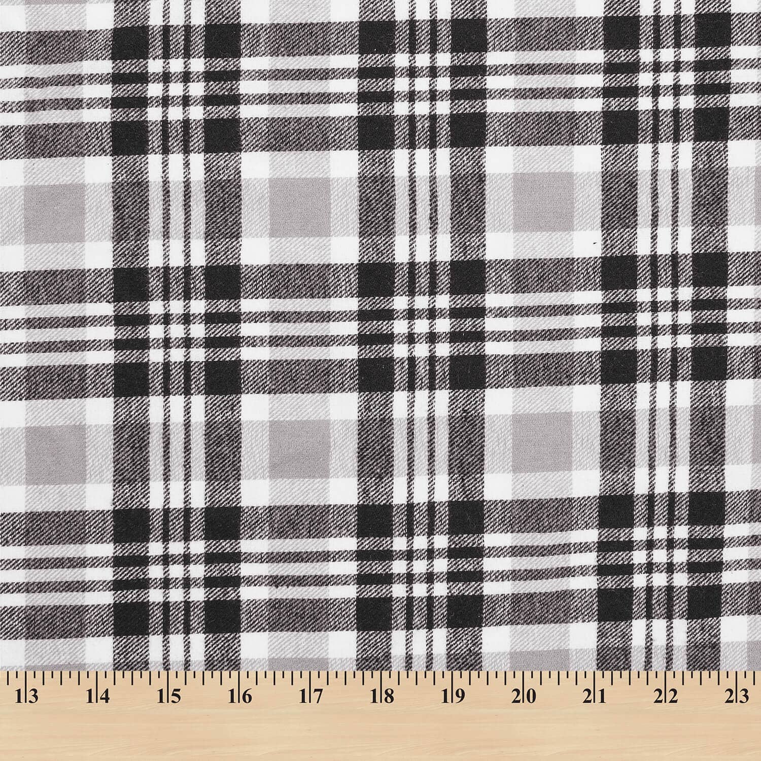 Flannel Brushed Tartan Plaid Fabric Geometric Hypoallergenic Cotton Black Yarn Dyed Fabric By The Yard To Sew Apparel, Décor, & More - Black / Grey (10 Yards)