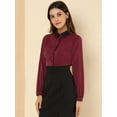 thumbnail image 2 of DARING DIVA Women's Button Down Long Sleeve Peter Pan Collar Blouse S Burgundy, 2 of 6