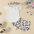 thumbnail image 3 of 3Pcs Newborn Baby Girls Summer Romper Shorts Sets Lace Ribbed Sleeveless Jumpsuit Ruffle Shorts Headband White 3-6 Months, 3 of 8