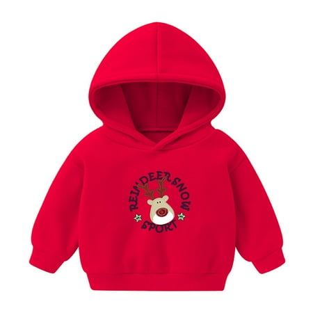 

Bjutir Casual Long Sleeve Tops For Toddler Christmas Prints Boys Girls Pullover Sweatshirt Children Solid Plus Babies Hooded Color Top Girls Tops
