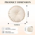 thumbnail image 5 of Round Throw Pillow Velvet Home Decoration Pleated Round Pillow Cushion for Couch Chair Bed Car (Apricot), 5 of 6