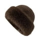 thumbnail image 5 of Gorro de piel sintética para mujer Jinwen para invierno viajes ciclismo acampada Marrón, 5 of 8