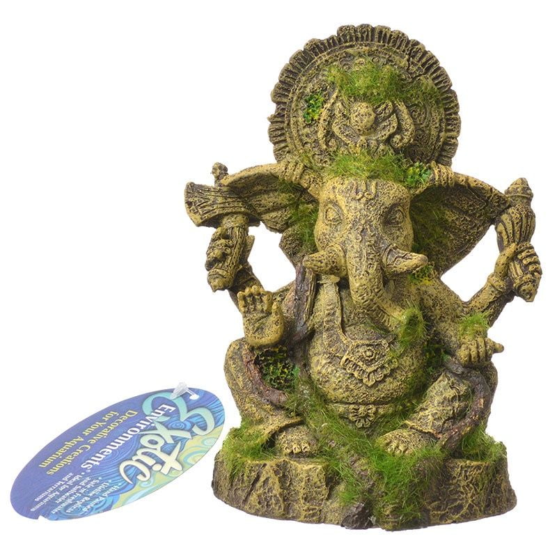 Exotic Environments Ganesha Statue with Moss Aquarium Ornament 4.75L x