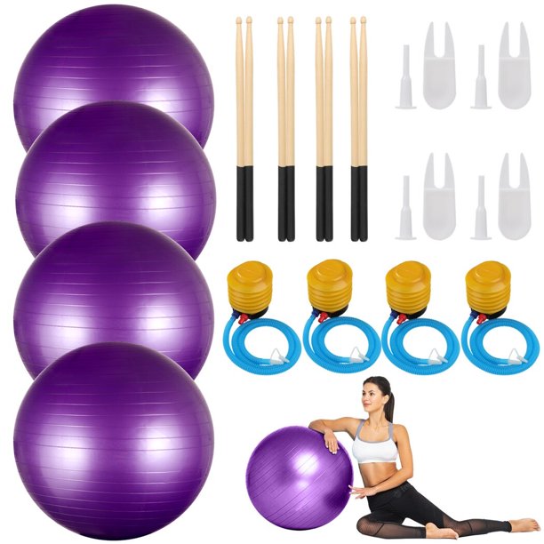 4 Cardio Drumming Equipment Sets, Fitness Balance Balls with Pumps & 3