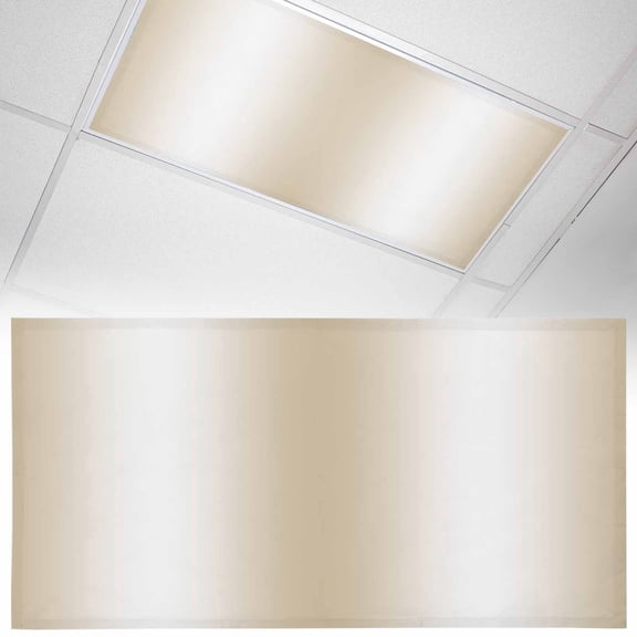 1 Pack Magnetic Fluorescent Light Covers 2x4 Ft, Beige Gradient Countryside Farmhouse Abstract Magnetic Fluorescent Light Covers, Magnetic Light Covers for Ceiling Lights Classroom Office Home Decor