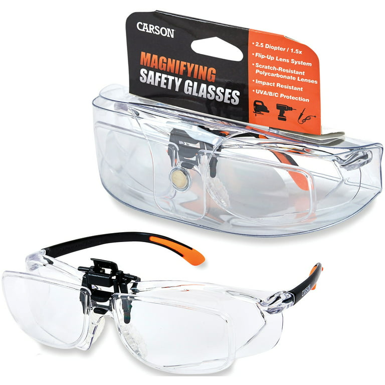 Carson Magnifying Safety Glasses with Clip-on, Flip-Up Lens System