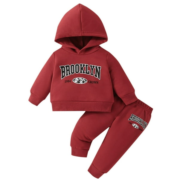Gibobby Conjunto para bebé niña Conjunto de 2 piezas de sudadera con capucha de manga larga para bebé y niño pequeño con pantalones lindos(Rojo,18-24 Meses)