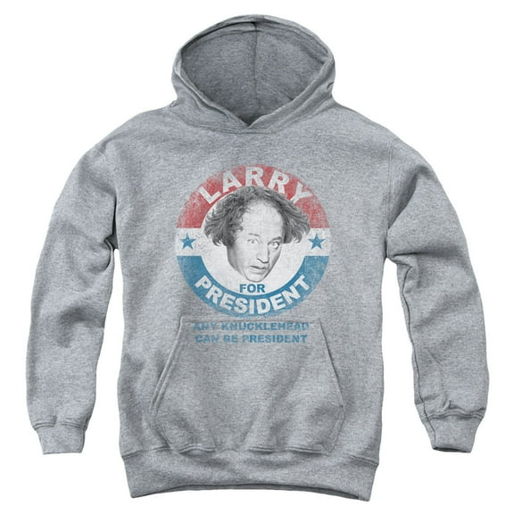 Three Stooges Larry For President Youth Pullover Hoodie Sweatshirt Heather
