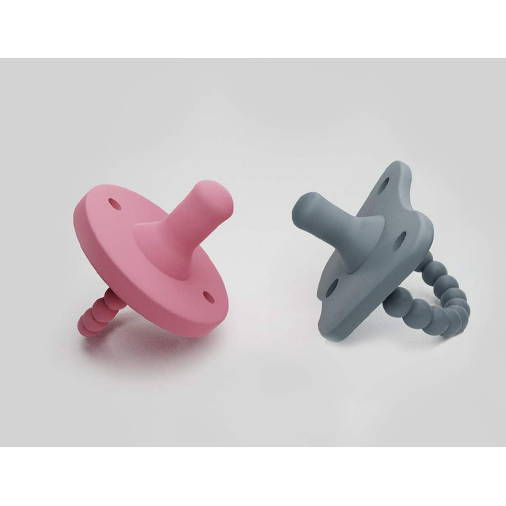 QT BABY Silicone Baby Pacifiers 06 Months (2 Pack), Stain Resistant