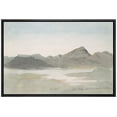 thumbnail image 3 of PixonSign Framed Canvas Print Wall Art Pastel Mountain Range Valley River Nature Wilderness Illustrations Modern Art Decorative Minimal Rustic for Living Room, Bedroom, Office - 24"x36" Black, 3 of 5