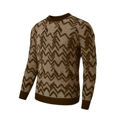 Men's Knitted Argyle Pullover Crewneck Sweater Vintage Thermal