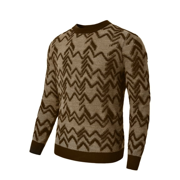 Men's Knitted Argyle Pullover Crewneck Sweater Vintage Thermal