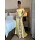 thumbnail image 1 of Generic Popular Elegant Three-Dimensional Flower Dress off-Shoulder Pleated Embroidered Mesh Dress with Oversleeves, 1 of 1