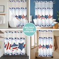 thumbnail image 5 of No Hook Shower Curtain with Snap in Liner, Independence Day Pentagram Red Stripe Star Seamless Waterproof Bath Curtain Double Layers with See Through Top Window, Blue Gradient Shower Curtains 48x72in, 5 of 9