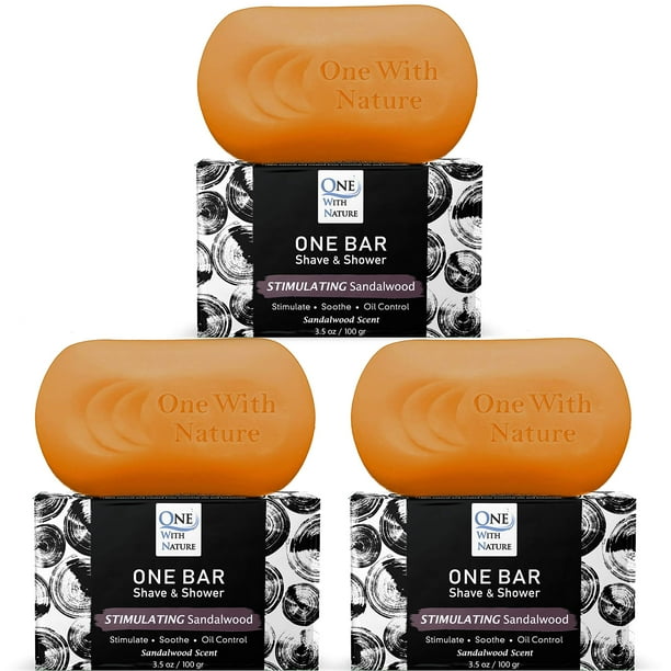 Soap Bar One con sándalo estimulante de la naturaleza, 100 g, paquete de 3