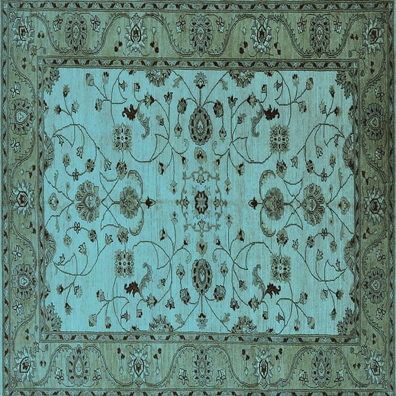 Ahgly Company Indoor Square Oriental Light Blue Traditional Area Rugs, 4' Square