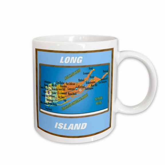 3drose, Framed Map of Long Island, 15oz Mug