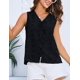thumbnail image 4 of Camiseta sin mangas elegante, casual, con cuello en V, lazo y encaje bordado, color negro S, 4 of 4