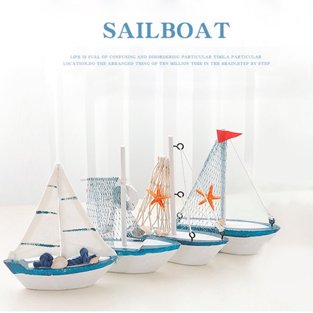 Craft Ornament Creative Sailboat Design Wooden Home Craft Decor for Living Room