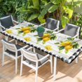 thumbnail image 2 of Yellow Lemon Table Cloths for 8 Foot Rectangle Tables, Summer Botanical Black White Checkered Wooden Patio Waterproof Elastic Fitted Tablecloths, Washable Rectangular Table Cover for Camping, 2 of 8