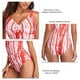 thumbnail image 5 of Traje de baño con cordón, delgado, sin espalda, encantador y cómodo traje de baño de una pieza para mujer, raya roja XL, 5 of 6