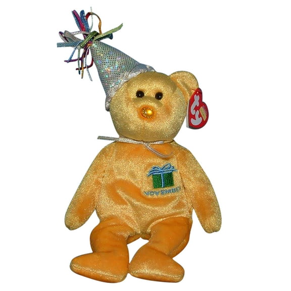 Ty Beanie Babies November the Birthday Bear with Hat Plush 2002