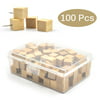 eZAKKA Square Wooden Push Pins Thumb Tacks Decorative for Cork Boards Map Photos Calendar with Box, 100-Pack