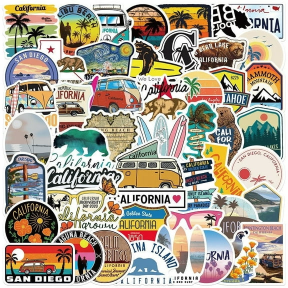 Hzzsbu 50Pcs Classic Art Stickers Aesthetic California Stickers Vinyl Waterproof Sticker for Laptop Skateboard Luggage Phone