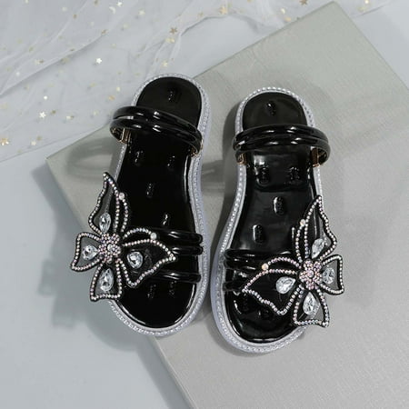 

QISIWOLE Summer Middle And Big Children Girls Rhinestone Butterfly Sandals Beach Shoes Open Toe Sandals summer sale !